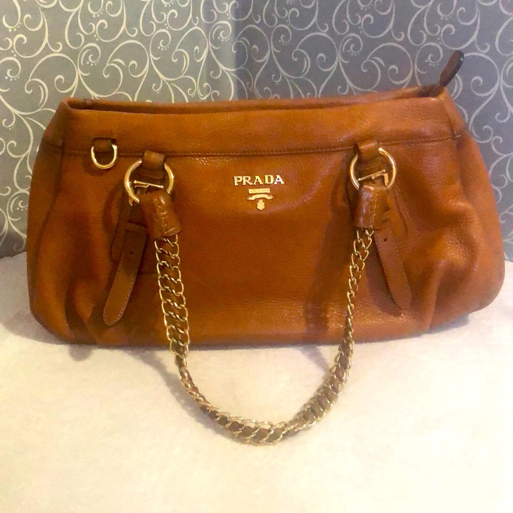 PRADA Vintage Shoulder Tessuto Satchel Brown Bag